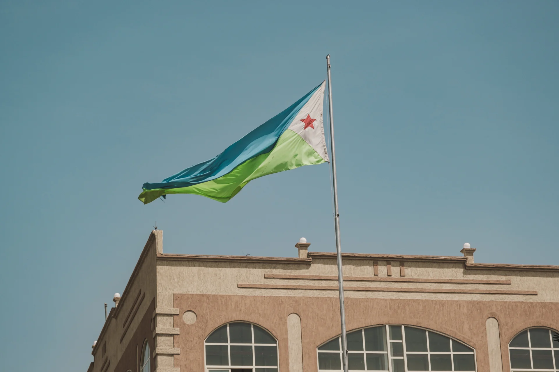Flag over Djibouti Building